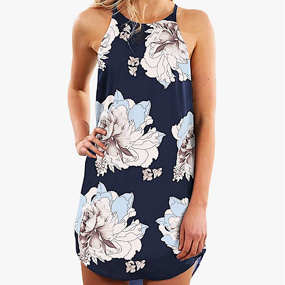 Floral navy blue T-Shirt dress